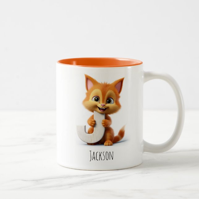 Letter J Cat Alphabet Monogram Coffee Mug (Right)