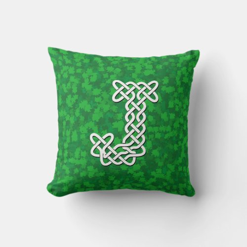 Letter J Celtic Knot Alphabet Throw Pillow
