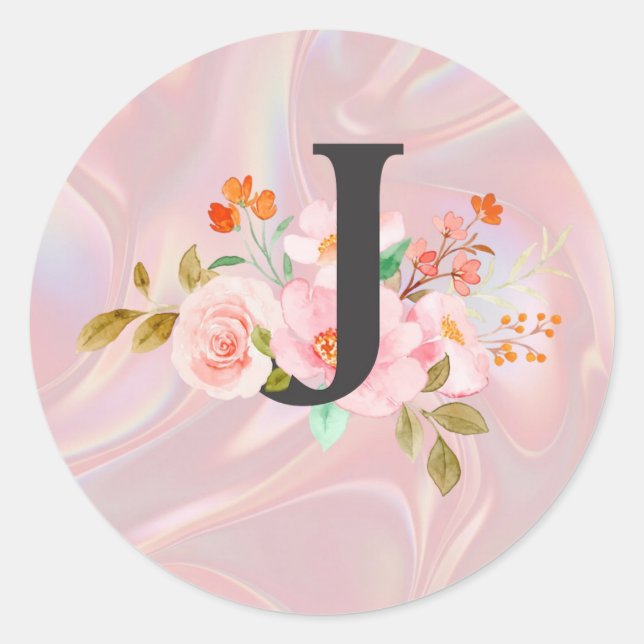 Letter J Classic Round Sticker (Front)
