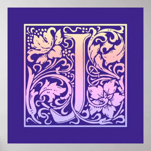 Letter J Colorful Vintage First Letter Gradient Poster