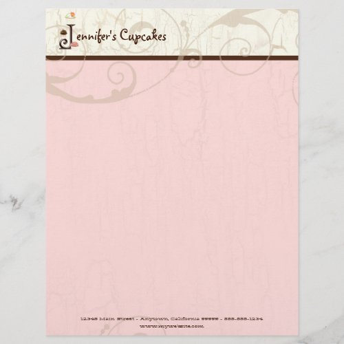 Letter J Cupcake Business Letterhead