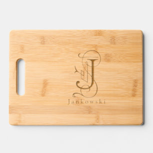 Letter J Elegant Monogram Personalized Name Engraved Cutting Board