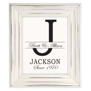 Letter J Family Name 12x14 Ivory Framed Wall Sign