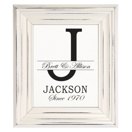 Letter J Family Name 12x14 Ivory Framed Wall Sign (Front)