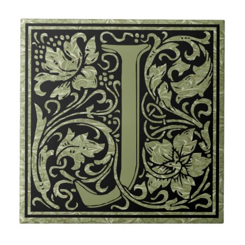 Letter J First Letter Monogram Ceramic Tile