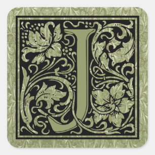 Letter J First Letter Monogram Square Sticker