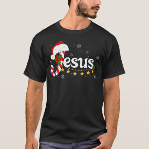 Letter J For Jesus Christian Candy Cane Santa Hat T-Shirt
