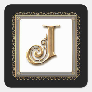 Letter J - Gold & Lace Classic Formal Wedding Seal