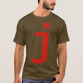 Letter j in Red Text Minimal Typography T-Shirt