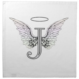 Letter J Initial Monogram with Angel Wings & Halo Napkin