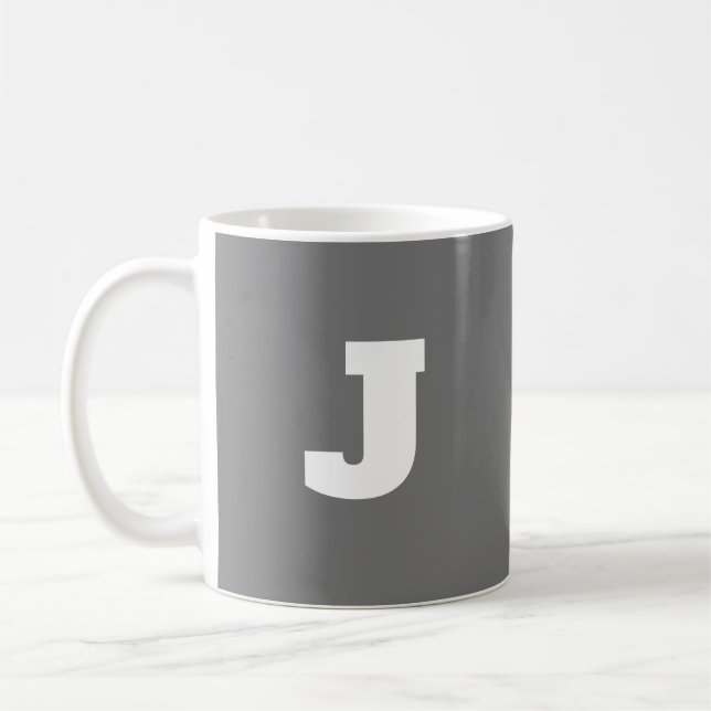 Letter J Initial Name Mug For Him Gray Big (Left)