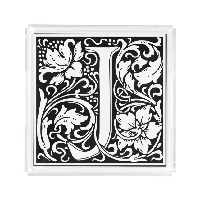 Letter J Medieval Monogram Art Nouveau Acrylic Tray (Front)