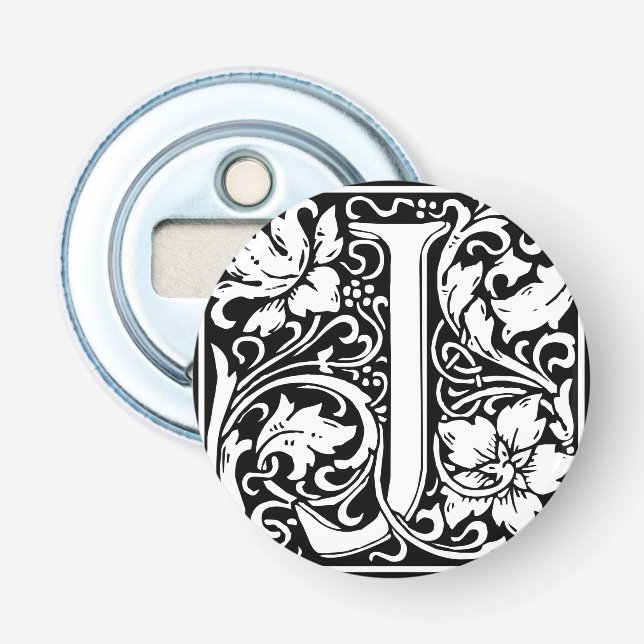 Letter J Medieval Monogram Art Nouveau Bottle Opener (Front)