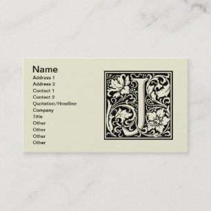 Letter J Medieval Monogram Art Nouveau Business Card