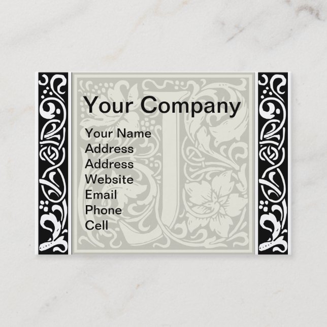 Letter J Medieval Monogram Art Nouveau Business Card (Front)