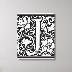 Letter J Medieval Monogram Art Nouveau Canvas Print