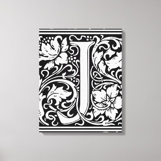 Letter J Medieval Monogram Art Nouveau Canvas Print (Front)