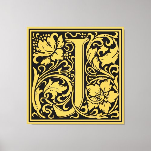 Letter J Medieval Monogram Art Nouveau Canvas Print