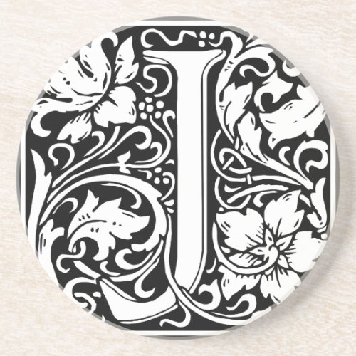 Letter J Medieval Monogram Art Nouveau Coaster