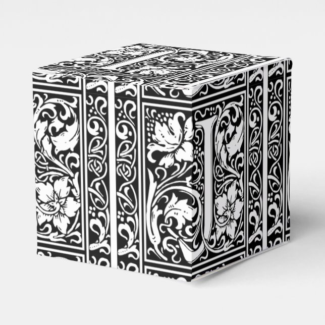 Letter J Medieval Monogram Art Nouveau Favor Boxes (Front Side)