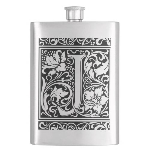 Letter J Medieval Monogram Art Nouveau Flask