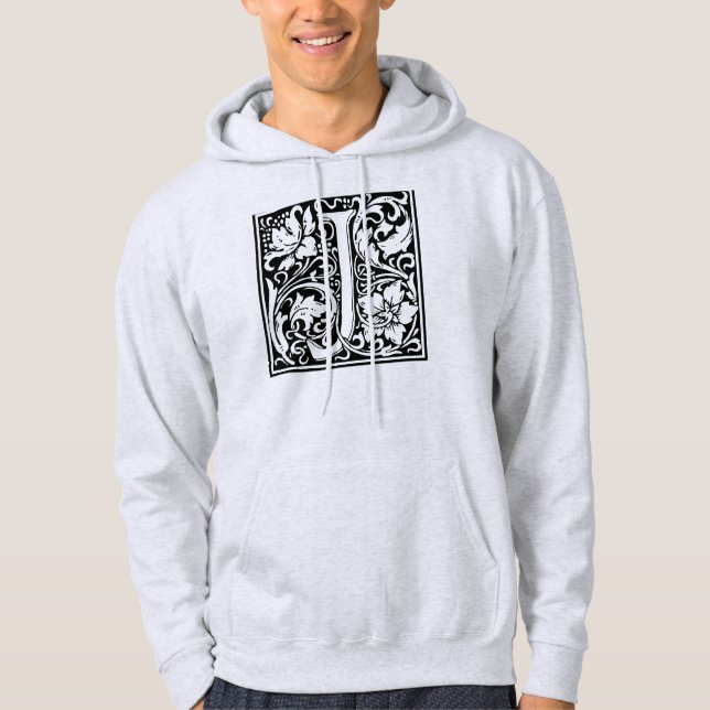 Letter J Medieval Monogram Art Nouveau Hoodie (Front)