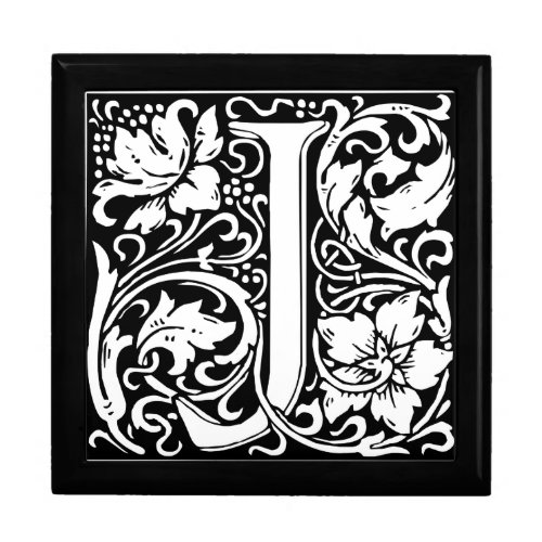 Letter J Medieval Monogram Art Nouveau Jewelry Box