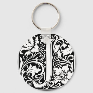 Letter J Medieval Monogram Art Nouveau Keychain