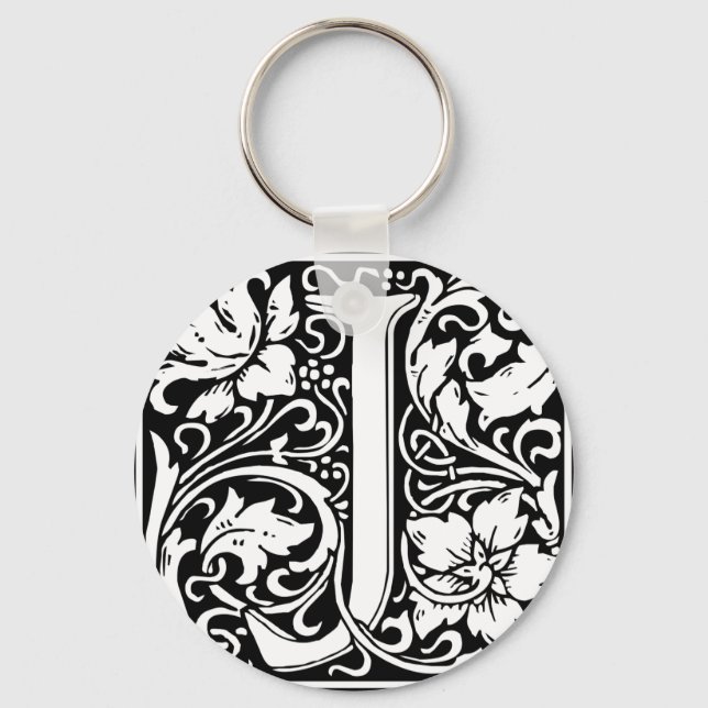 Letter J Medieval Monogram Art Nouveau Keychain (Front)