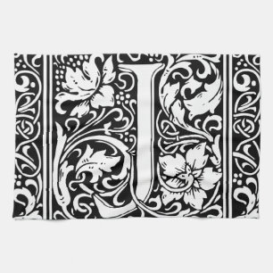 Letter J Medieval Monogram Art Nouveau Kitchen Towel