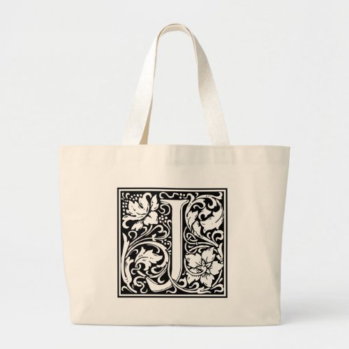 Letter J Medieval Monogram Art Nouveau Large Tote Bag