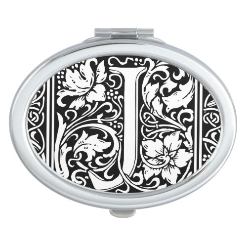 Letter J Medieval Monogram Art Nouveau Makeup Mirror