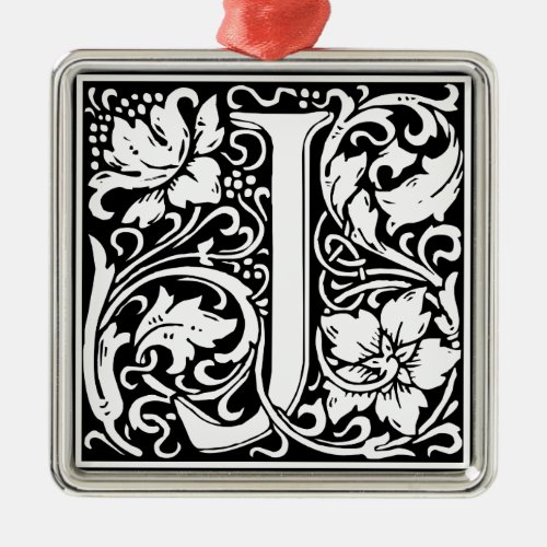 Letter J Medieval Monogram Art Nouveau Metal Ornament