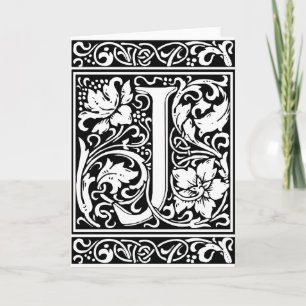 Letter J Medieval Monogram Art Nouveau Note Card