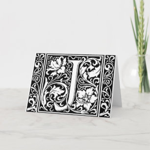 Letter J Medieval Monogram Art Nouveau Note Card