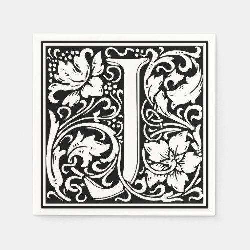 Letter J Medieval Monogram Art Nouveau Paper Napkins