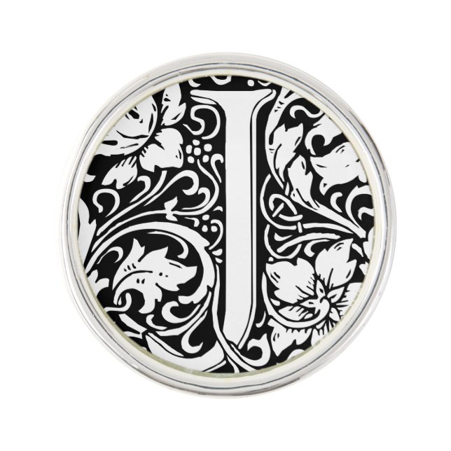 Letter J Medieval Monogram Art Nouveau Pin (Front)