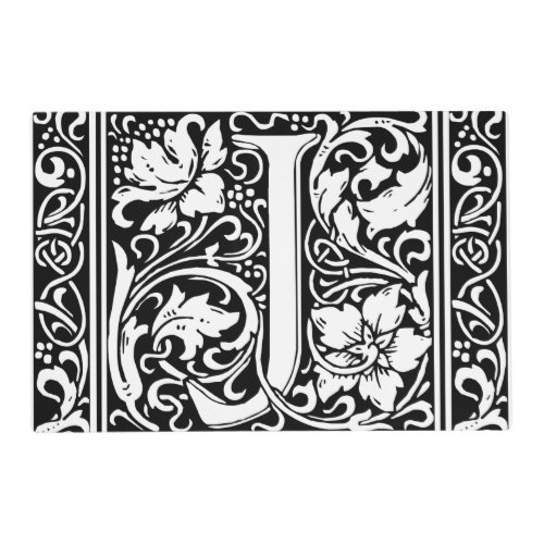 Letter J Medieval Monogram Art Nouveau Placemat