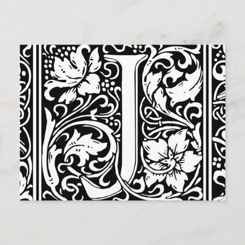 Letter J Medieval Monogram Art Nouveau Postcard