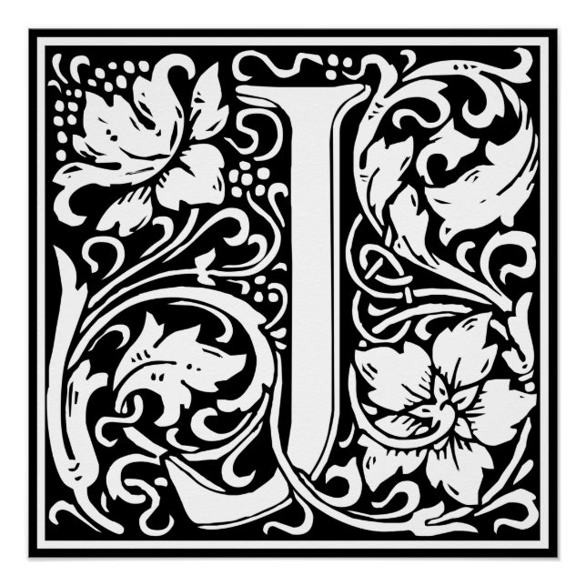 Letter J Medieval Monogram Art Nouveau Poster (Front)