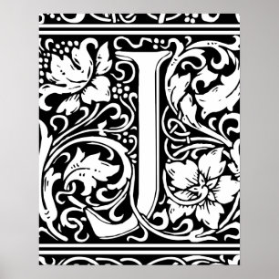 Letter J Medieval Monogram Art Nouveau Poster