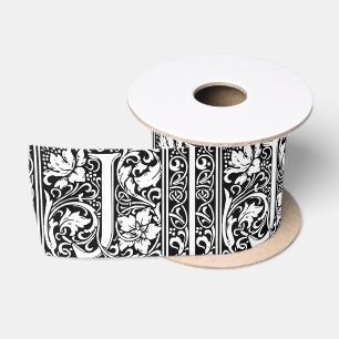 Letter J Medieval Monogram Art Nouveau Satin Ribbon