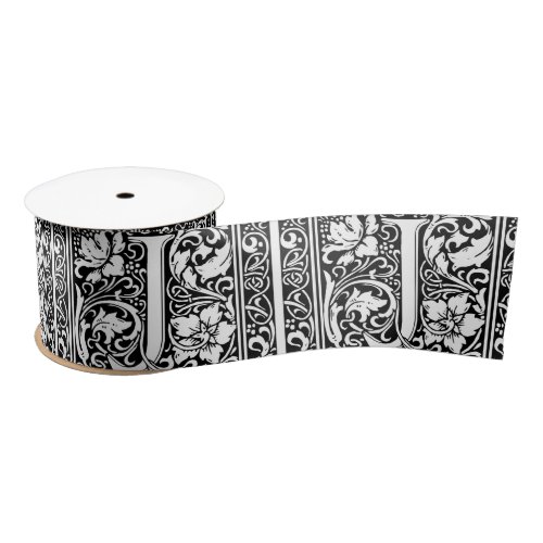 Letter J Medieval Monogram Art Nouveau Satin Ribbon