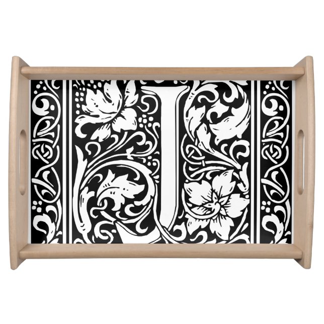 Letter J Medieval Monogram Art Nouveau Serving Tray (Front)