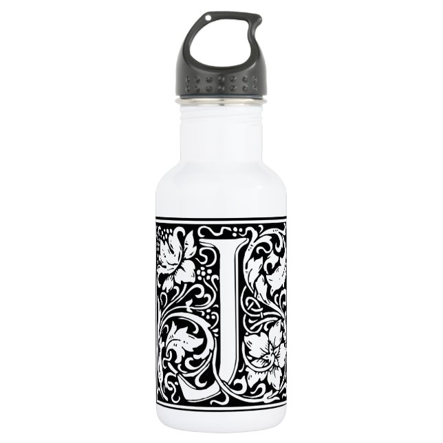 Letter J Medieval Monogram Art Nouveau Stainless Steel Water Bottle (Front)