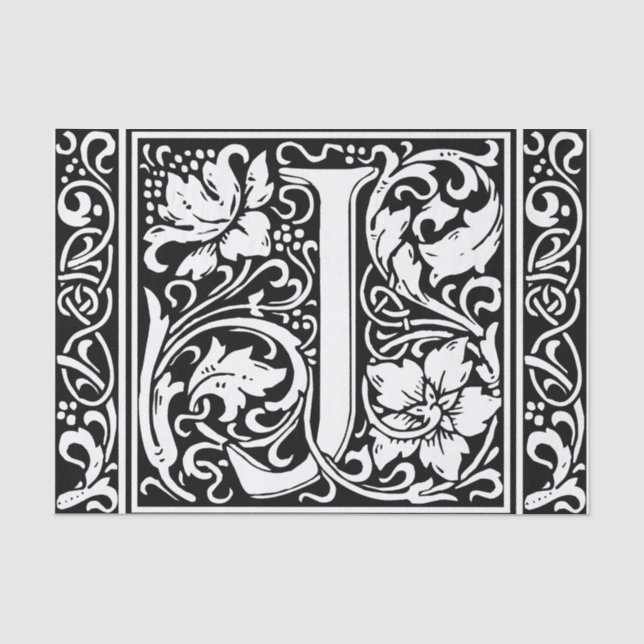 Letter J Medieval Monogram Art Nouveau Tissue Paper (Front)