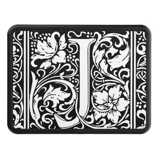 Letter J Medieval Monogram Art Nouveau Tow Hitch Cover (Front)