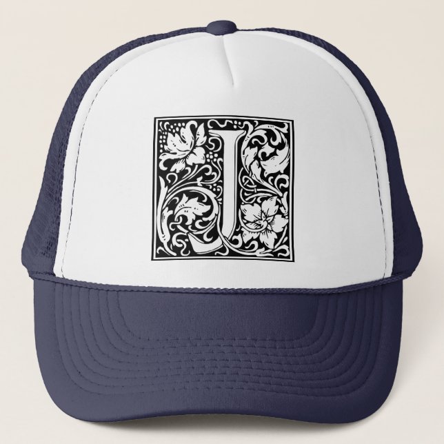 Letter J Medieval Monogram Art Nouveau Trucker Hat (Front)