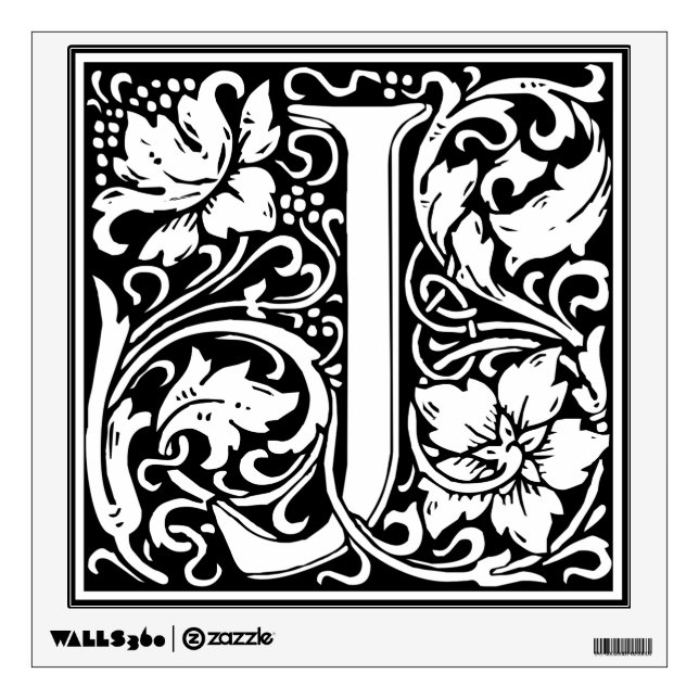 Letter J Medieval Monogram Art Nouveau Wall Sticker (Front)