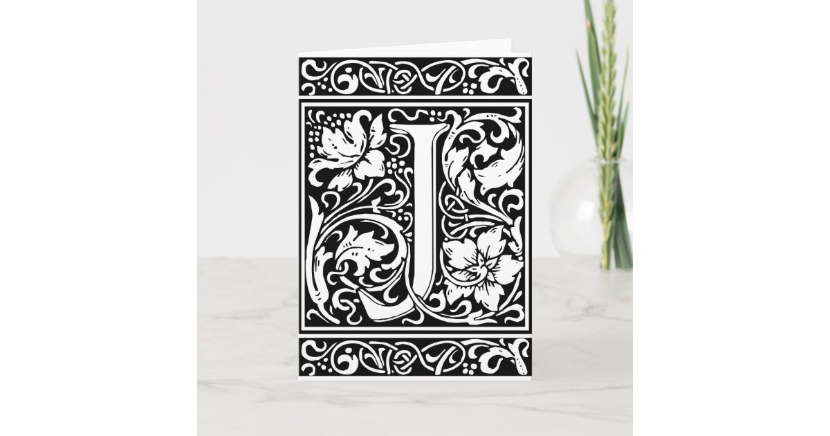 Letter J Medieval Monogram Vintage Initial Note Card | Zazzle.com